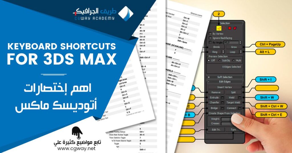 اهم إختصارات أتوديسك ماكس - Keyboard shortcuts for 3ds Max